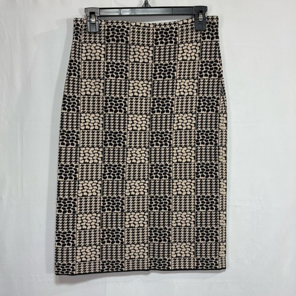 🐭 Grace Dane Lewis cream, black mixed weave knit skirt, straight  pencil